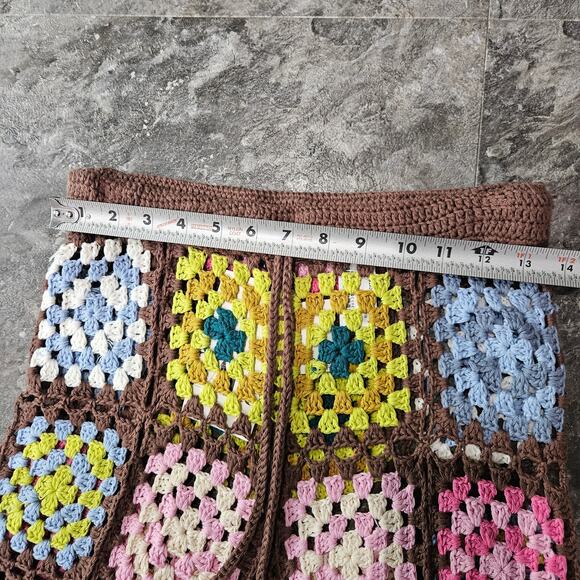 Zara Crotchet Granny Square Boho Festival Knit Colorful Shorts Size Small - Picture 4 of 7